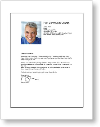 Instant Church Directory Pastor's Letter