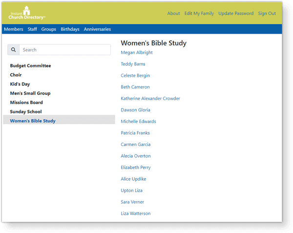 Using Groups In Your Church Directory Groups Example On Website