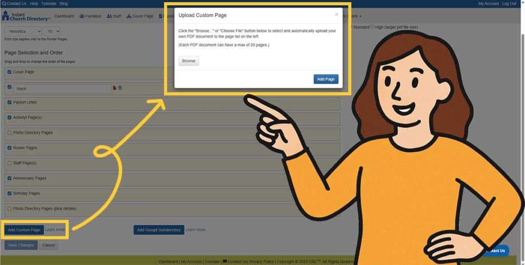 Upload custom pages to your directory

