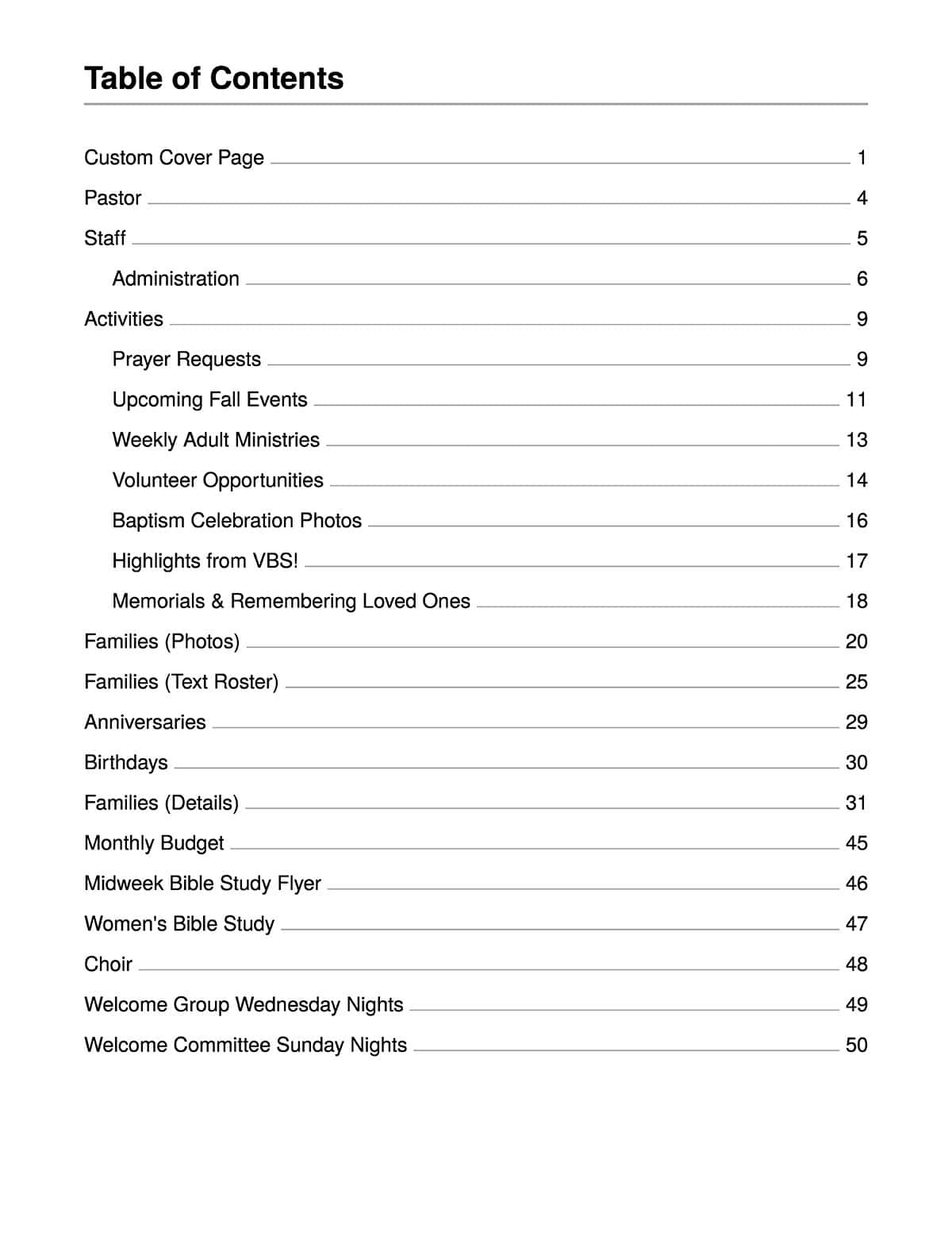 PDF Directory Table Of Contents Example