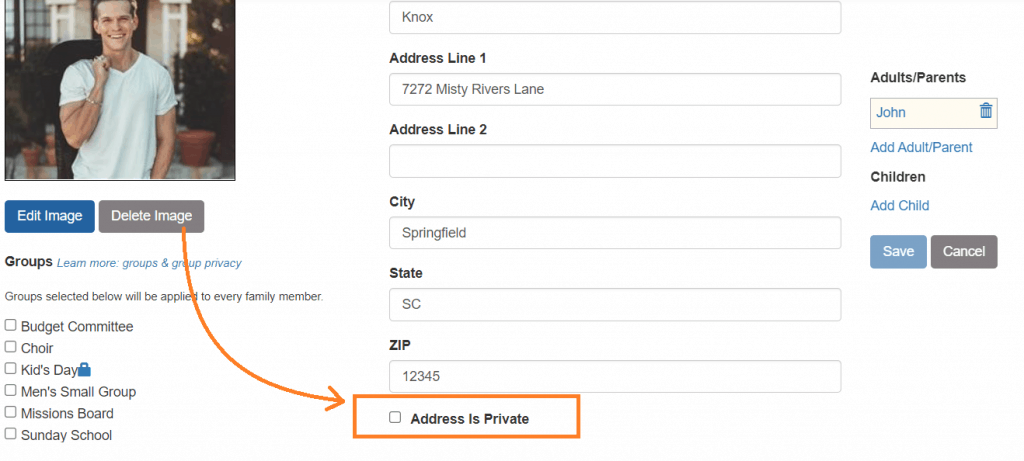 Private Address Option for Family Members