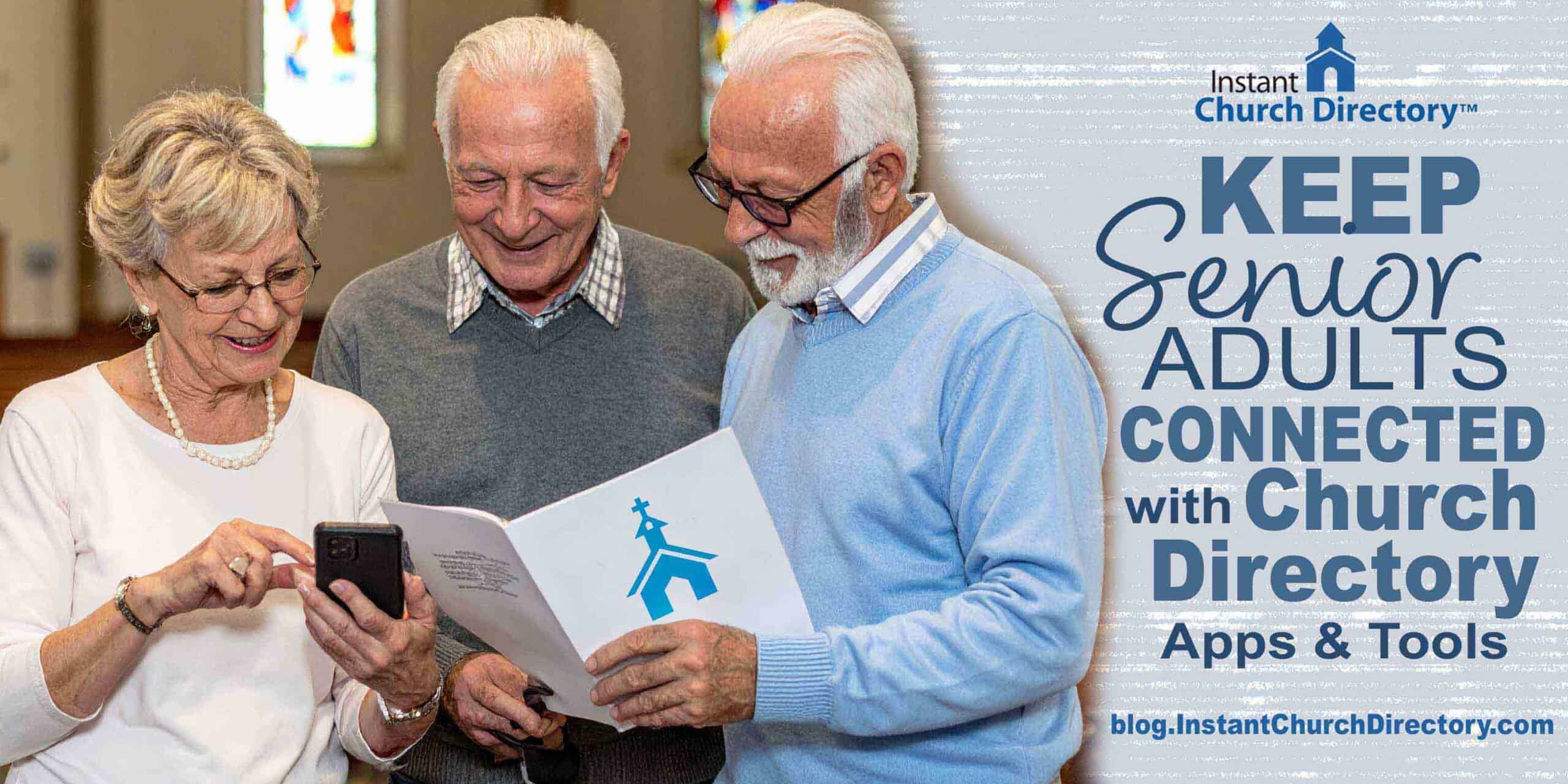 Image of senior adults reviewing a church directory